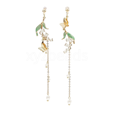 Asymmetrical Golden Alloy Enamel  Stud Earrings EJEW-Z061-01G-03-1