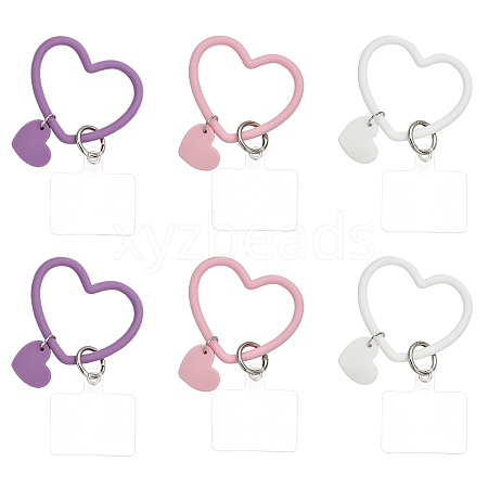 CHGCRAFT 6Pcs 3 Colors Silicone Heart Loop Phone Lanyard KEYC-CA0001-29-1