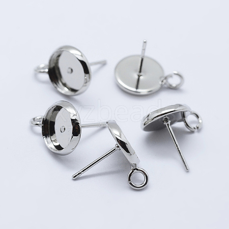 Brass Stud Earring Settings KK-P131-01A-8mm-P-1