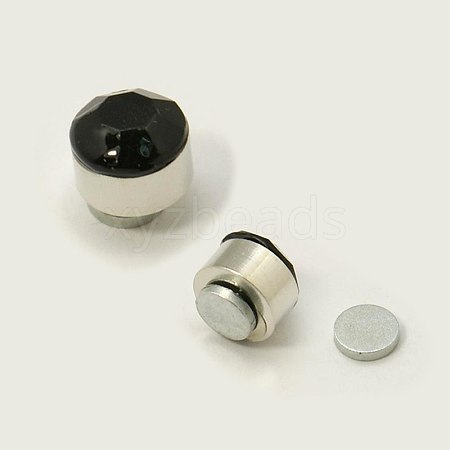 Stainless Steel Magnetic Ear Studs with Rhinestone EJEW-I054A-03-1