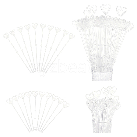 AHADERMAKER 120Pcs 2 Style Heart Shaped Plastic Flower Card Holder Stick AJEW-GA0003-93B-1