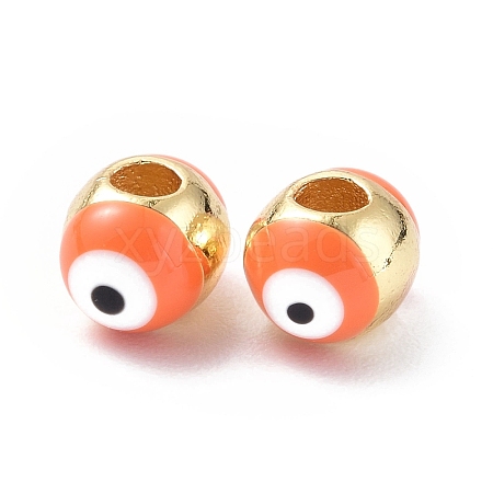 Evil Eyes Brass Enamel Beads KK-F845-15G-04-1
