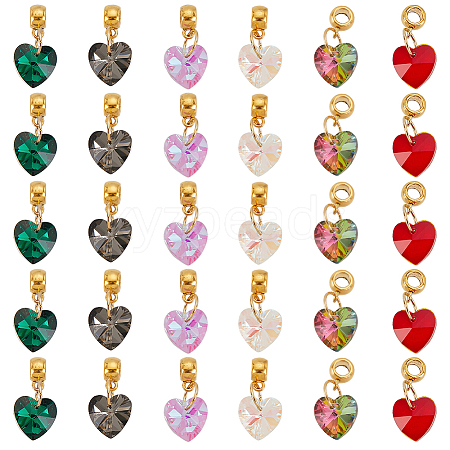 30Pcs 6 Color Glass Pendant PALLOY-GO00009-1