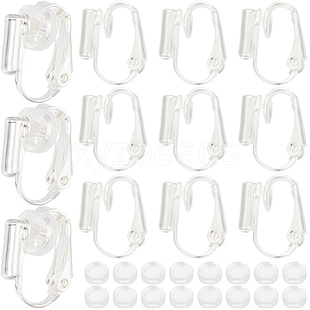 SOFPLATE 24Pcs Brass Clip-on Earring Converters Findings KK-SP0001-16S-1