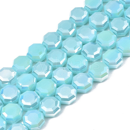 Electroplate Opaque Solid Color Glass Beads Strands EGLA-N002-27-A05-1