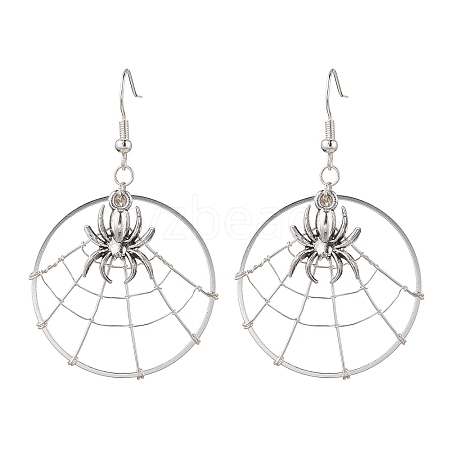 Spider Alloy Dangle Earrings EJEW-TA00404-1