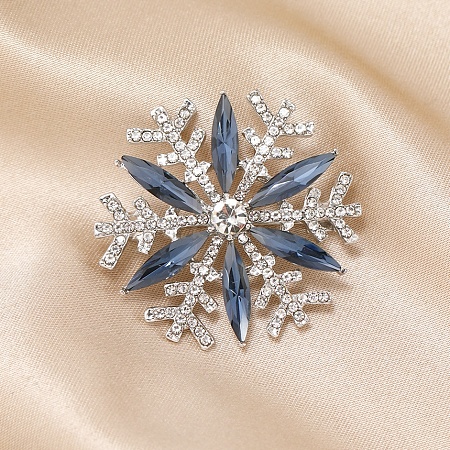 Christmas Snowflake Alloy Rhinestones Brooches JEWB-S022-06A-1