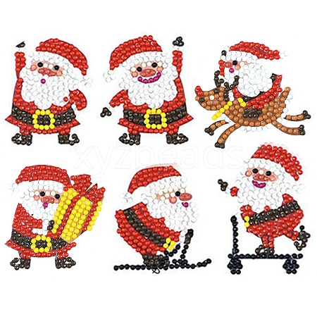 DIY Christmas Theme Santa Claus Diamond Painting Sticker Kits DIAM-PW0001-191G-1