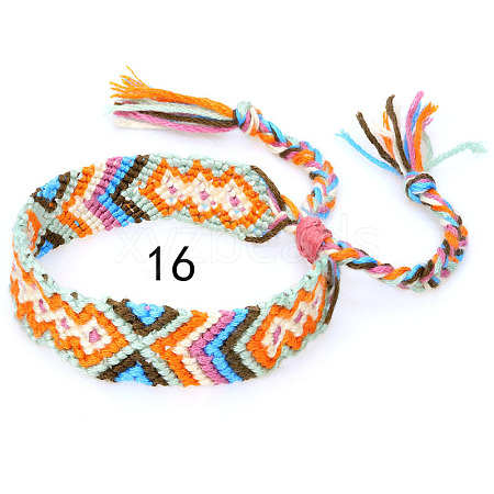 Cotton Braided Rhombus Pattern Cord Bracelet FIND-PW0013-003A-16-1