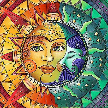 DIY Sun & Moon Pattern Diamond Painting Kits WICR-PW0001-37A-1