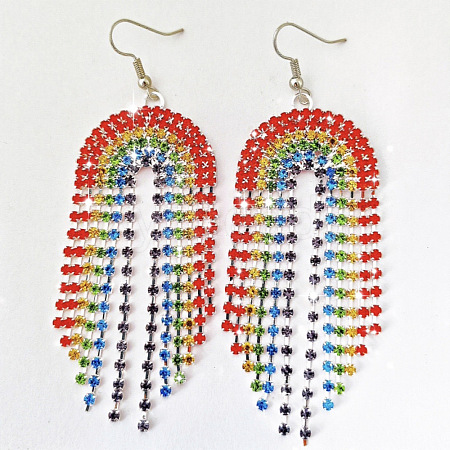 Rainbow Alloy Rhinestone Dangle Earrings FS-WG2B80A-02-1