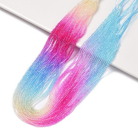 Transparent Gradient Color Glass Beads Strands GLAA-G101-2mm-11-1