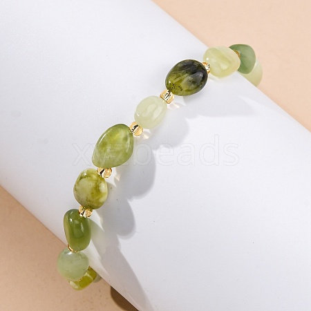 Natural Xiuyan Jade Beaded Bracelets for Women G-P563-07P-09-1