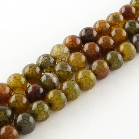 Dyed Natural Dragon Veins Agate Round Bead Strands X-G-R342-8mm-08-1