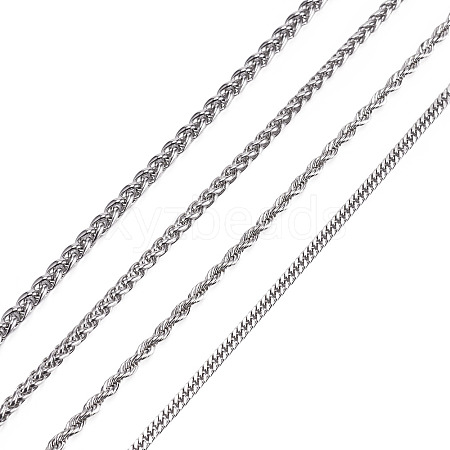 4Pcs 4 Styles 304 Stainless Steel Choker Necklaces for Women NJEW-TA0001-21-1
