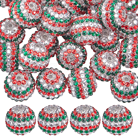 40Pcs Resin Rhinestone Round Beads RESI-SC0003-54-1
