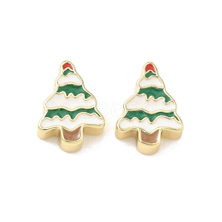 Christmas Brass Enamel Beads KK-I474-G22-1
