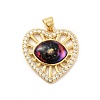 Heart Brass Micro Pave Clear Cubic Zirconia Pendants KK-G419-11G-3