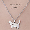 Non-Tarnish 201 Stainless Steel Cat with Heart Pendant Necklace NJEW-OY001-41-3