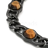 304 Stainless Steel & Natural Tiger Eye Polygon Link Bracelets for Women BJEW-G717-16B-02-2