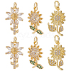 Beebeecraft 12Pcs 3 Style Brass Micro Pave Cubic Zirconia Pendants KK-BBC0002-98-1