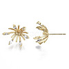 Brass Micro Pave Cubic Zirconia Stud Earring Findings KK-N233-045-NF-3