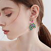 3 Pairs 3 Colors Flower & Leaf Rhinestone Dangle Stud Earrings EJEW-FI0003-21-6