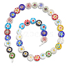 3 Strands Flat Round Handmade Millefiori Glass Beads Strands LAMP-LT0001-15C-6