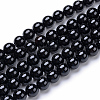 Natural Black Onyx Round Bead Strands X-G-T055-8mm-10-1