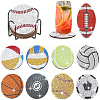 DIY 10Pcs Ball Theme Coasters Diamond Art Painting Kit with Holder PW-WGF421A-01-1