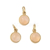 Ion Plating(IP) Natural Rose Quartz Half Round Charms with Jump Ring STAS-A097-05G-15-1