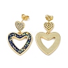 Rack Plating Heart Brass Dangle Stud Earrings EJEW-P277-09G-3