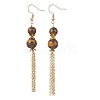 Tiger Eye Beads Dangle Earrings EJEW-JE06894-3