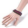 Natural Tiger Eye Round Beads Stretch Bracelets Set BJEW-JB07289-4