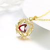Real 18K Gold Plated Brass Cubic Zirconia Flower Pendant Necklaces NJEW-BB03721-G-3