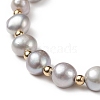 Dyed Natural Pearl & Brass Round Beaded Slider Bracelet BJEW-JB09008-01-4
