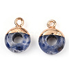 Natural Blue Spot Jasper Flat Round/Donut Charms G-I347-10-2