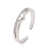 Clear Cubic Zirconia Heart Open Cuff Ring RJEW-E072-15P-1