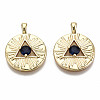 Brass Micro Pave Blue Cubic Zirconia Pendants X-KK-S356-218G-NF-1