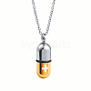 Medical Theme Pill Shape Stainless Steel Pendant Necklaces with Cable Chains JS1441-1-1