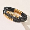 Braided Microfiber Leather Cord Multi-strand Bracelets BJEW-C153-01G-3