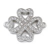 Rack Plating Brass Micro Pave Clear Cubic Zirconia Clover Connector Charms KK-A234-042P-1