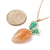 Natural Aventurine Braided Carrot Pendant Necklace NJEW-TA00036-5