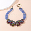 Alloy Colorful Rhinestone Multilayer Shell Shaped Bib Necklaces WG942CA-05-1