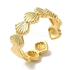 Shell Shape Rack Plating Brass Open Cuff Finger Rings for Women RJEW-L123-004G-1