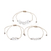 3Pcs 3 Style Natural Quartz Crystal Braided Bead Bracelets Set BJEW-JB09334-09-1