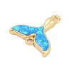 Brass & Synthetic Opal Whale Tail Connector Charms KK-I723-46G-2