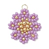 Glass Seed Beaded Flower Pendants PALLOY-MZ01181-05-1