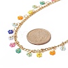 Glass Braided Flower Charm Bracelet & Necklace SJEW-JS01273-7