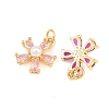 Brass Micro Pave Cubic Zirconia with Plastic Pearls Pendants KK-Z145-08G-2